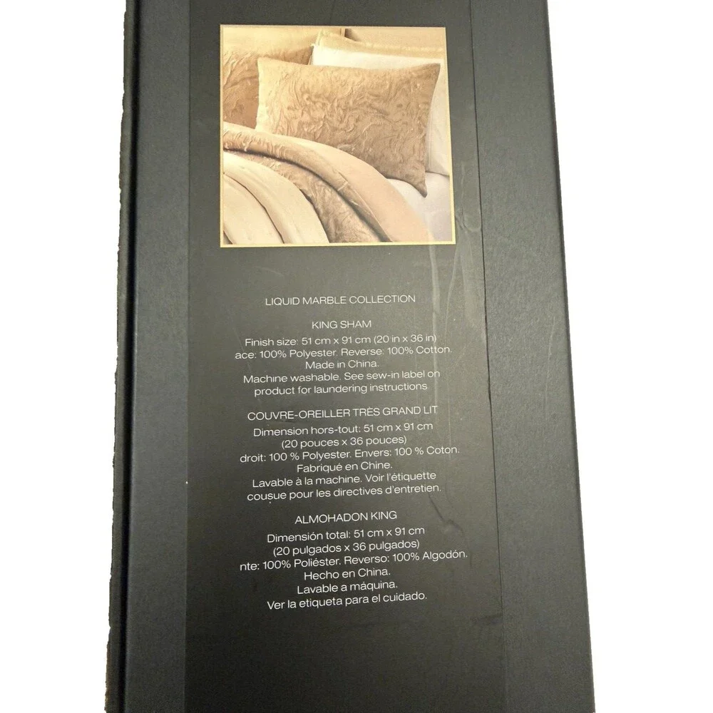 Donna Karan Liquid Marble King Shams Set of 2 Gold Luxe Premium 20x36